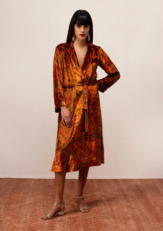 Nargis rust velvet robe dress Nargis rust velvet robe dress
