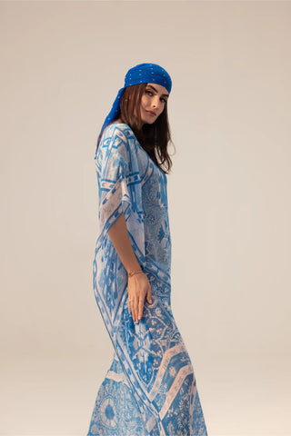 Aisha blue printed kaftan