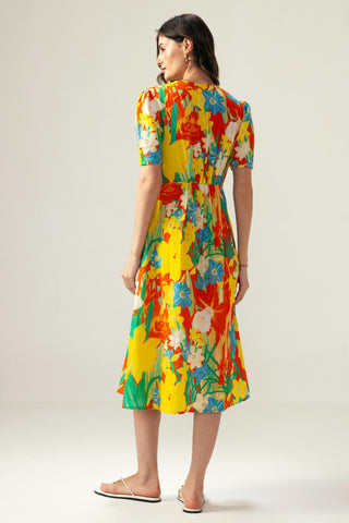 Red isha midi dress