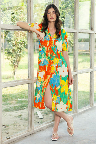 Red isha midi dress