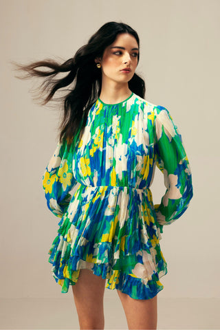 Blue nora ruching short dress