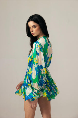 Blue nora ruching short dress