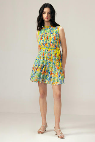 Pink isha ditsy short dress