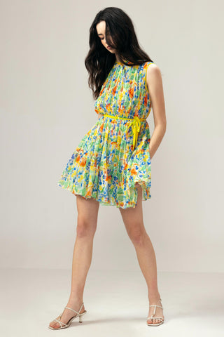 Pink isha ditsy short dress