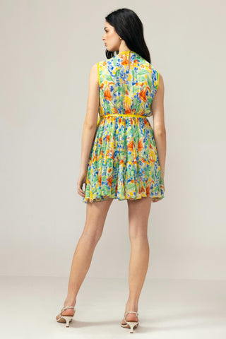 Pink isha ditsy short dress