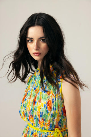 Pink isha ditsy short dress