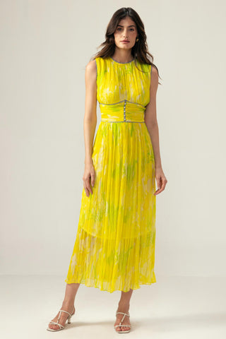 Yellow alina ruching dress