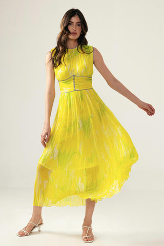 Yellow alina ruching dress