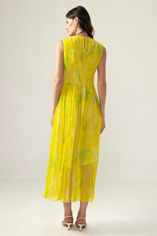 Yellow alina ruching dress