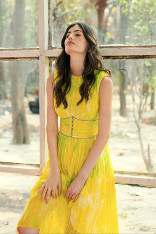 Yellow alina ruching dress