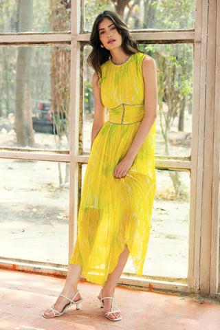Yellow alina ruching dress