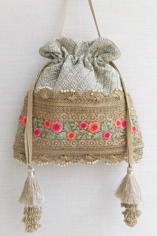 Green rhapsody threadwork potli