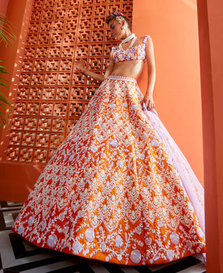 Orange marigold lehenga set