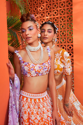 Orange marigold lehenga set