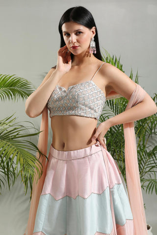 Multicolor sunset bloom lehenga set