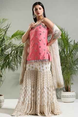 Blush pink and ivory sunset bloom sharara set