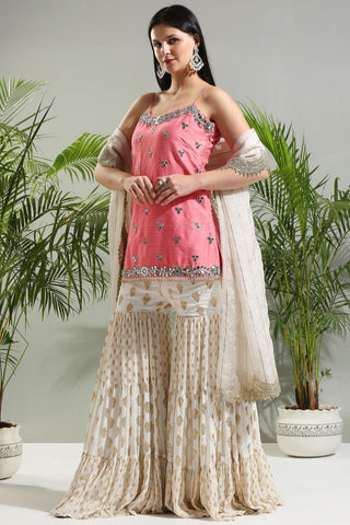 Blush pink and ivory sunset bloom sharara set