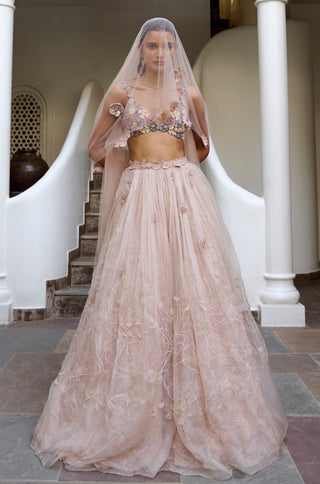 Lehenga Set for Indian Wedding - Pink Fairy Tale Lehenga Set by The Little Black Bow at Mrs. G