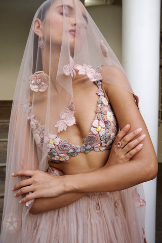 Lehenga Set for Indian Wedding - Pink Fairy Tale Lehenga Set by The Little Black Bow at Mrs. G