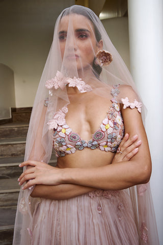 Lehenga Set for Indian Wedding - Pink Fairy Tale Lehenga Set by The Little Black Bow at Mrs. G