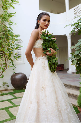 Lehenga Set for Indian Wedding - White Wedding Lehenga Set by The Little Black Bow at Mrs. G