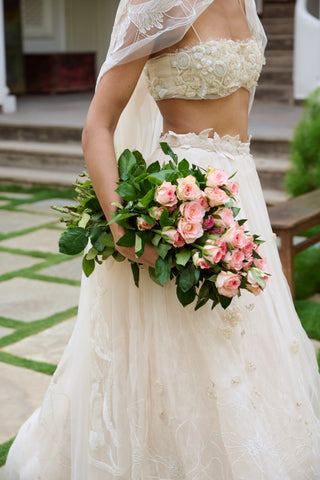 Lehenga Set for Indian Wedding - White Wedding Lehenga Set by The Little Black Bow at Mrs. G