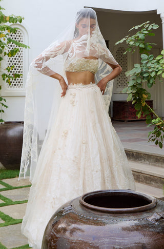 Lehenga Set for Indian Wedding - White Wedding Lehenga Set by The Little Black Bow at Mrs. G