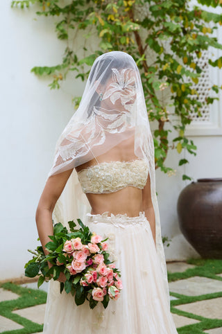 Lehenga Set for Indian Wedding - White Wedding Lehenga Set by The Little Black Bow at Mrs. G