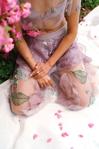 Pant Set for Indian Wedding - Purple Sheer Milky Sunset Trouser Set by The Little Black Bow at Mrs. G