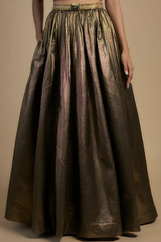 Gold corset blouse and lehenga