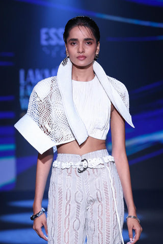 Mesh Jacket Avant-Garde - Ivory Leather Cord Jacket by Essé