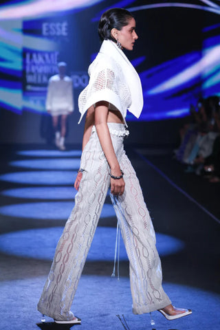Applique Trousers Modern Wear - White Knit Pant by Essé