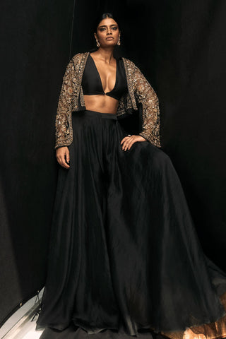 Black front row icon jacket with sharara