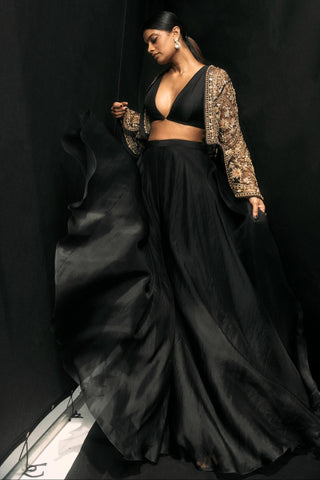 Black front row icon jacket with sharara