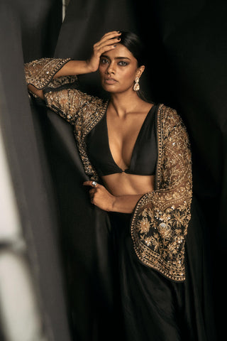 Black front row icon jacket with sharara