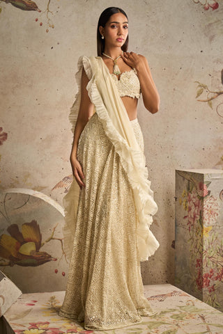 Ivory finesse icon saree skirt set