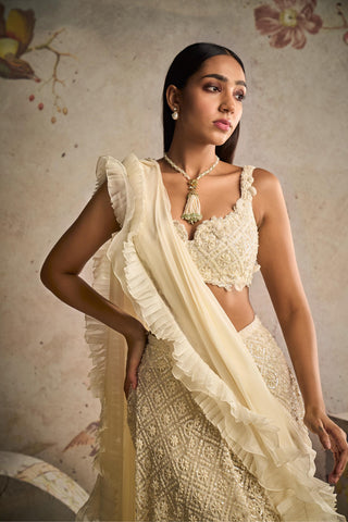 Ivory finesse icon saree skirt set