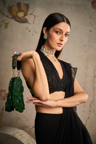 Black spotlight icon saree set