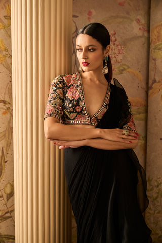 Black glitz icon saree set