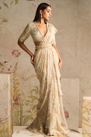 Ivory flamboyance icon saree set