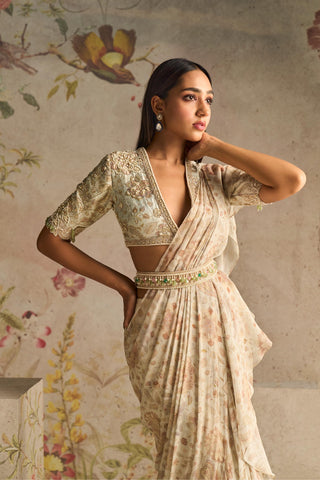 Ivory flamboyance icon saree set