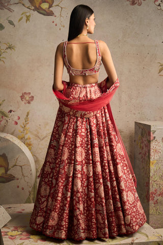 Red demi icon lehenga set