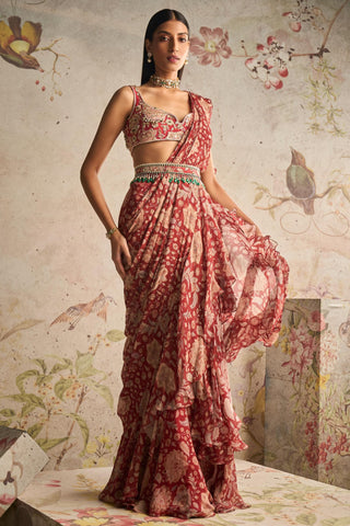 Red glamour icon saree set