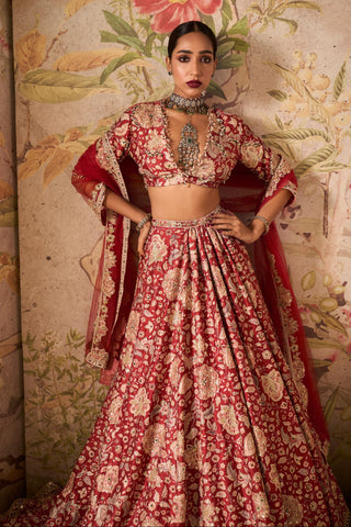 Red starlet icon lehenga set