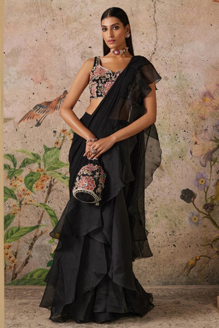 Black noir era saree set