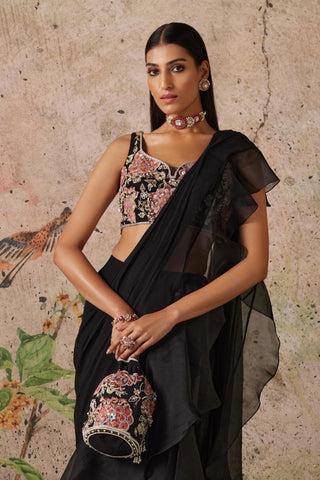 Black noir era saree set