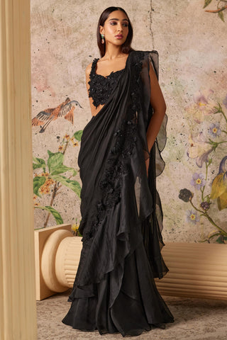 Black dainty era saree set