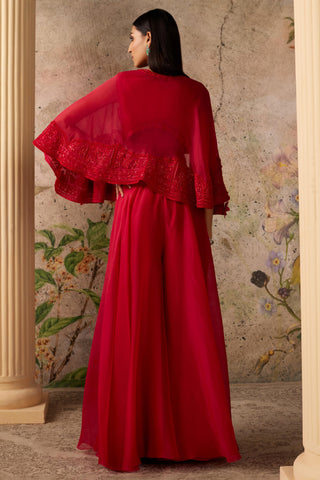Red sashay era cape sharara set