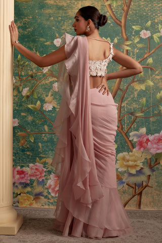 Pink dainty era saree set