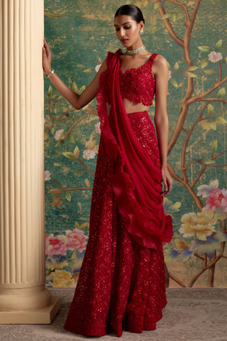 Red finesse era skirt set